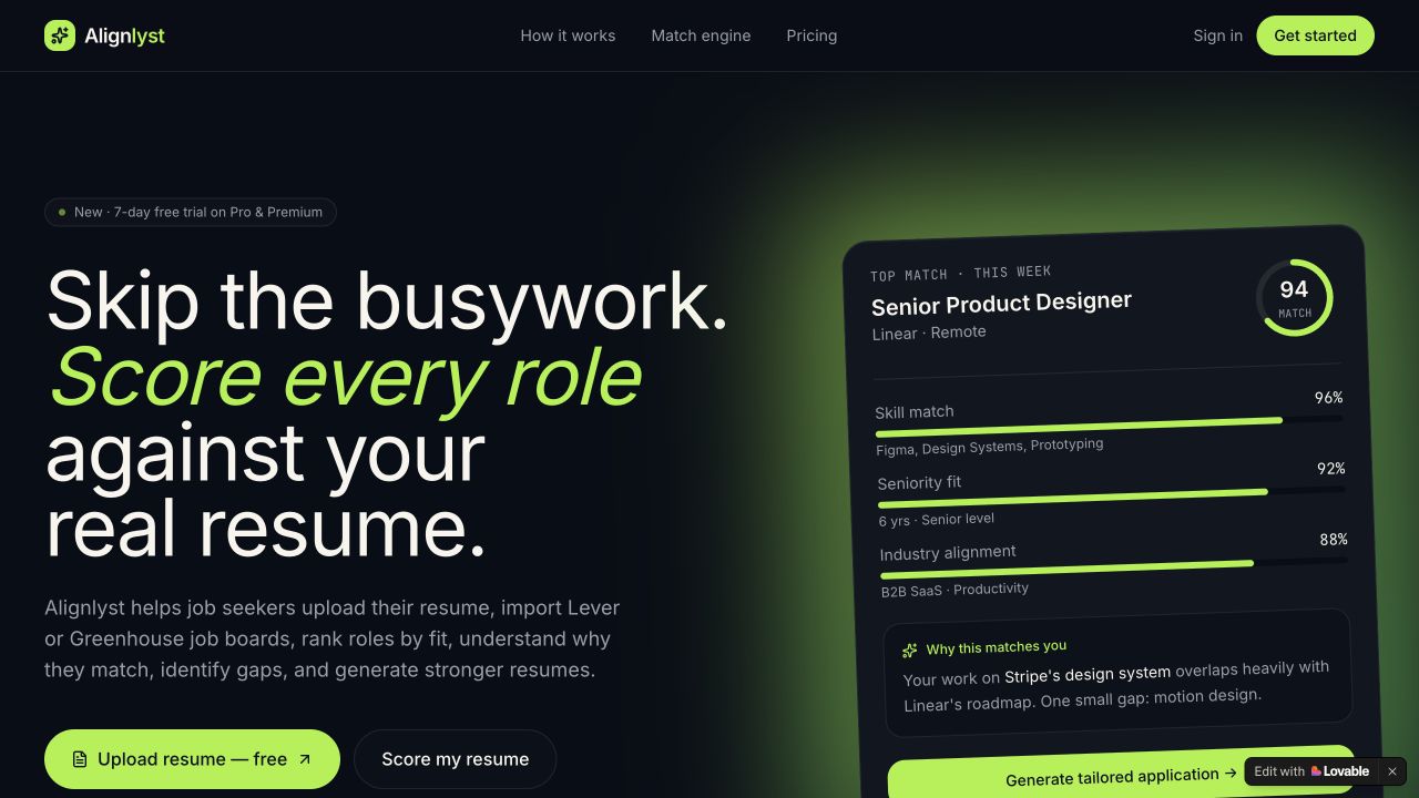 Alignlyst website
