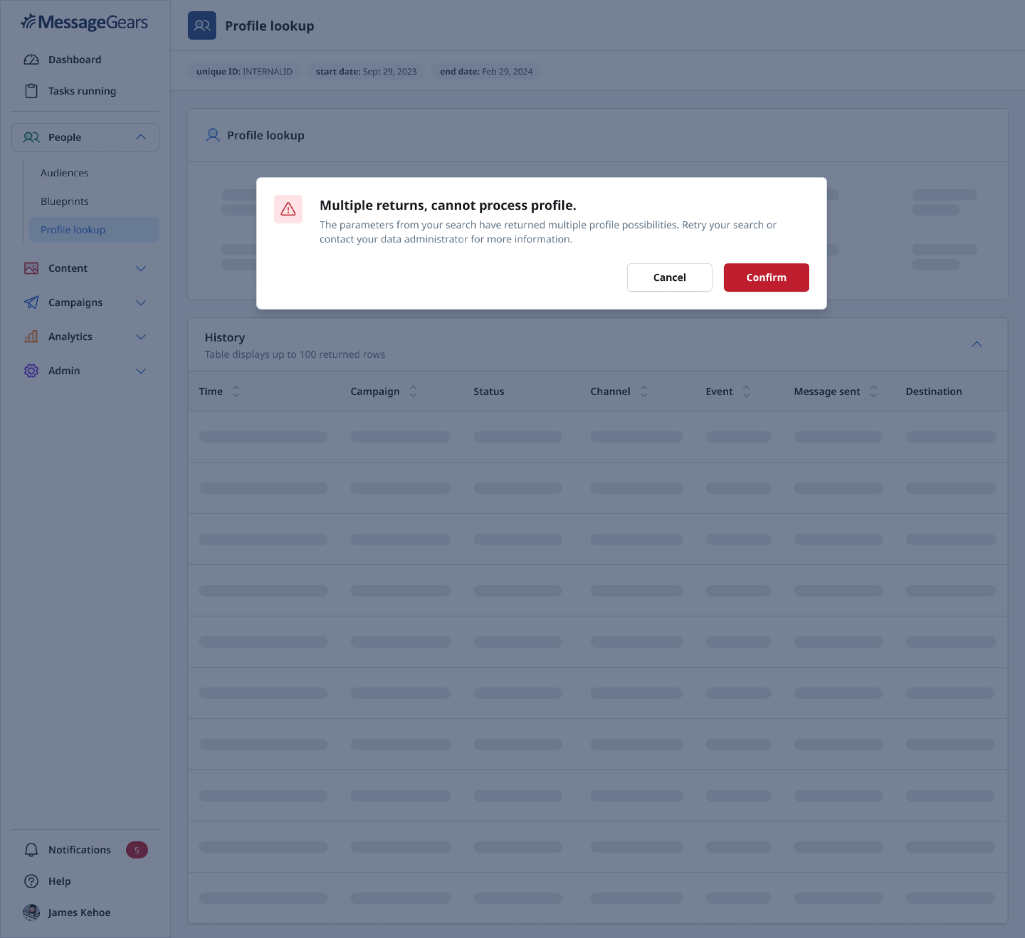Profile Lookup warning that multiple records were returned and the profile could not be processed