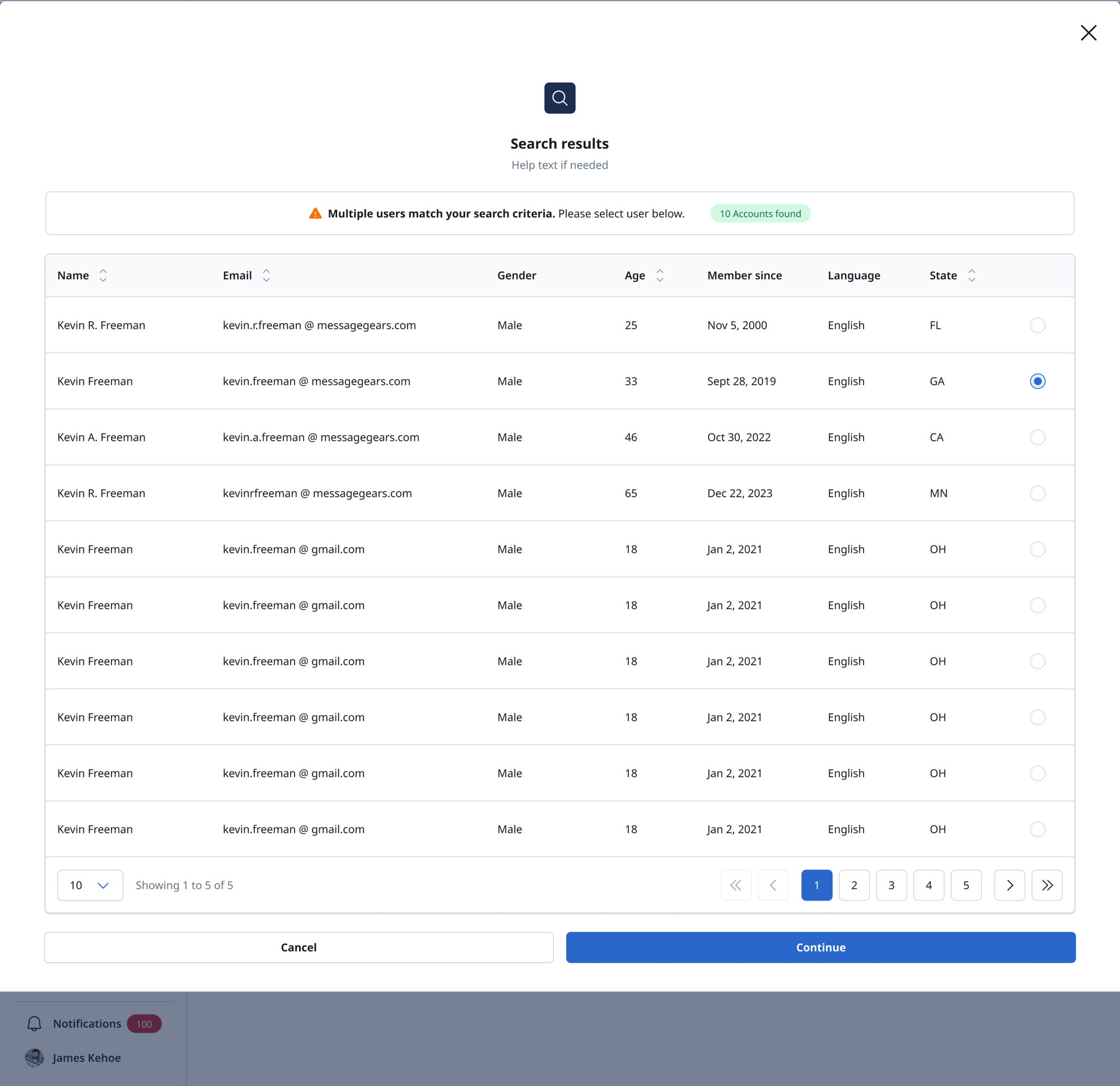 Multiple customer records shown for identity resolution