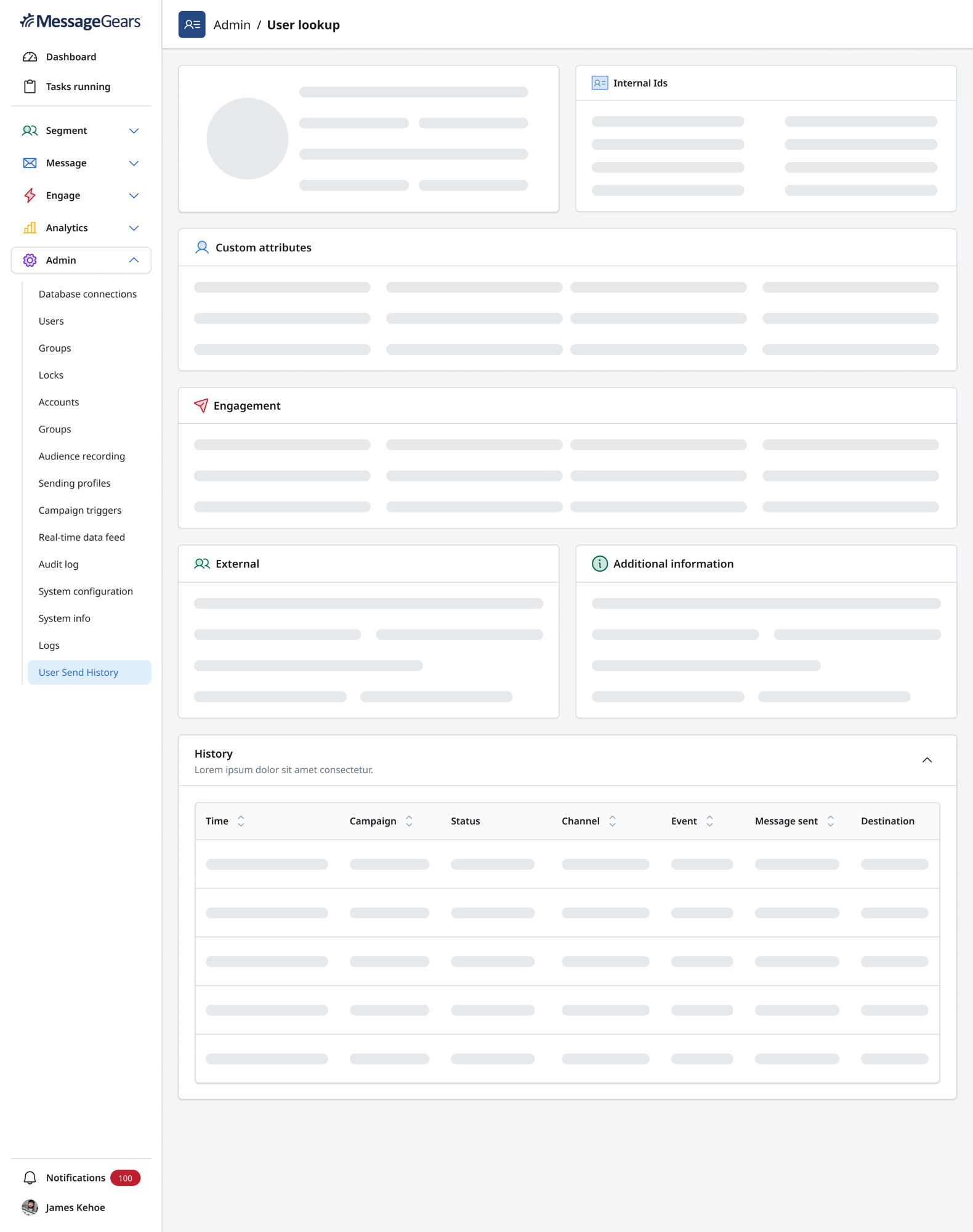 Customer profile loading state with skeleton content