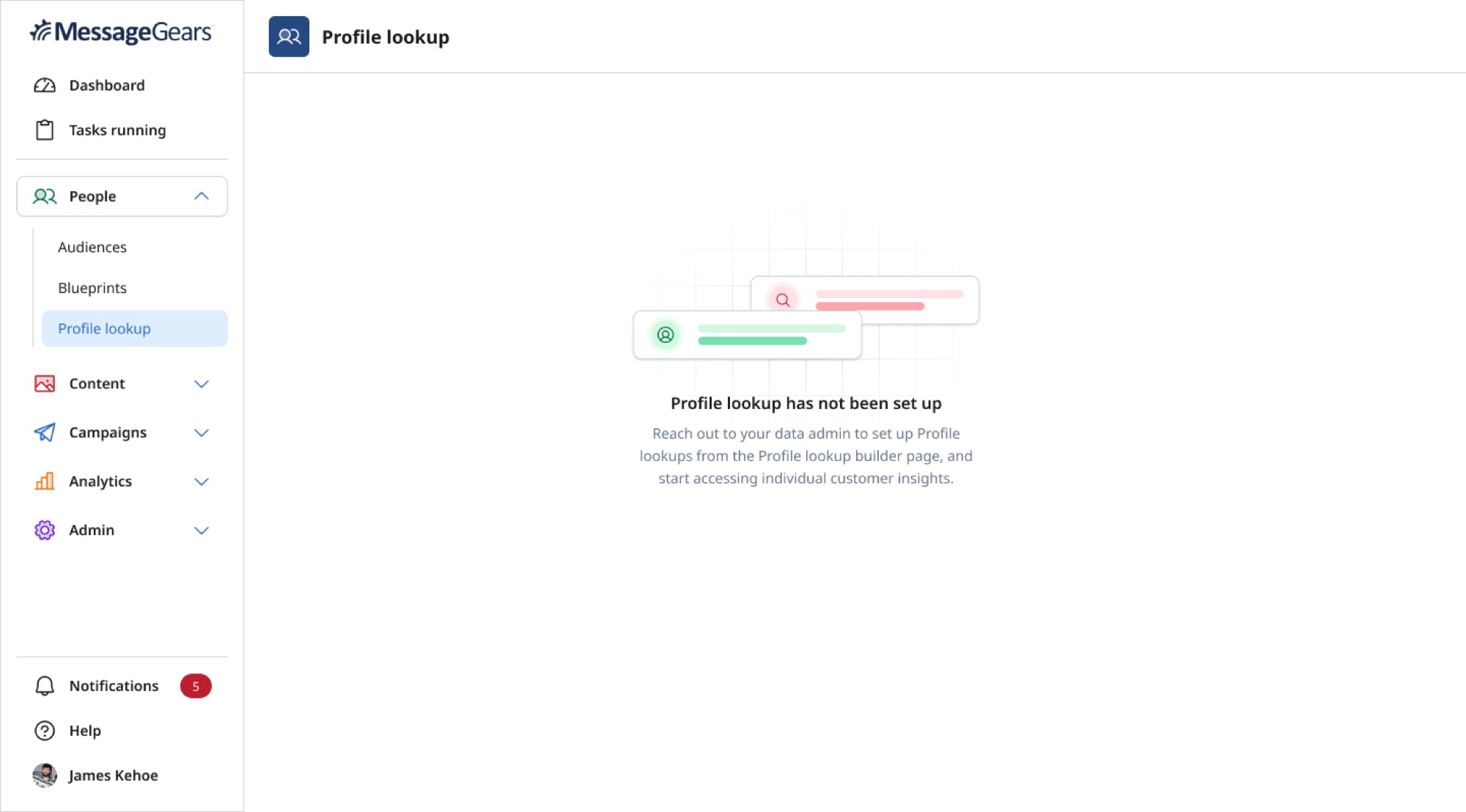 Profile Lookup not configured empty state