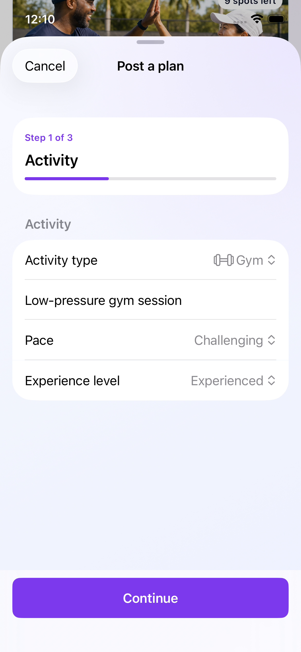 Alongside post a plan activity step