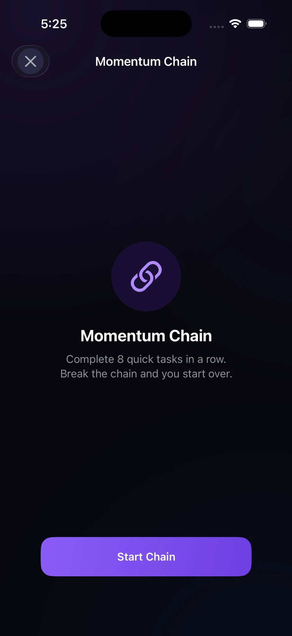 Momentum Chain introduction screen